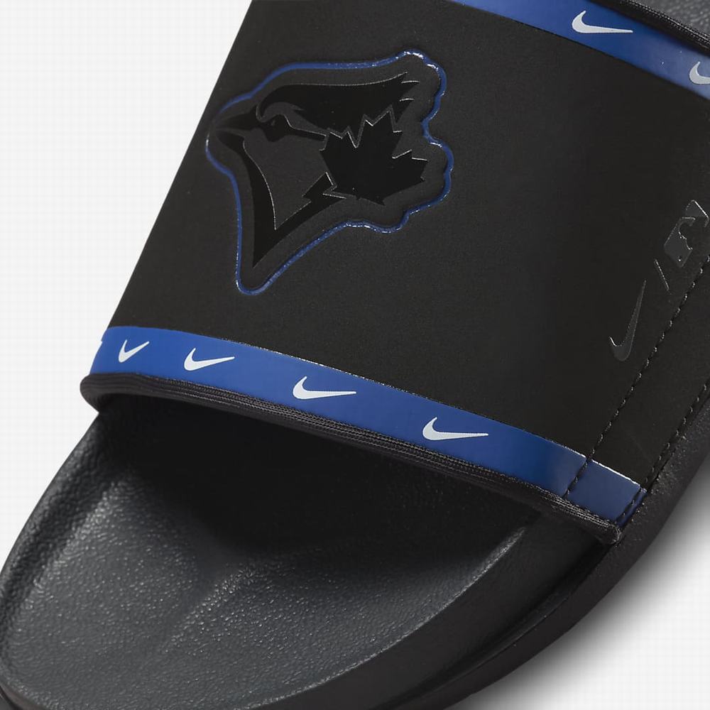 Slapky Nike Offcourt (MLB Toronto Blue Jays) Panske Čierne Modre Biele Tmavo Siva | SK352948