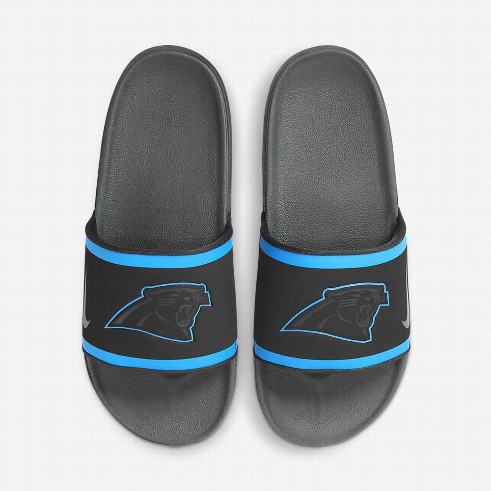 Slapky Nike Offcourt (NFL Carolina Panthers) Panske Čierne Modre Biele Tmavo Siva | SK528961