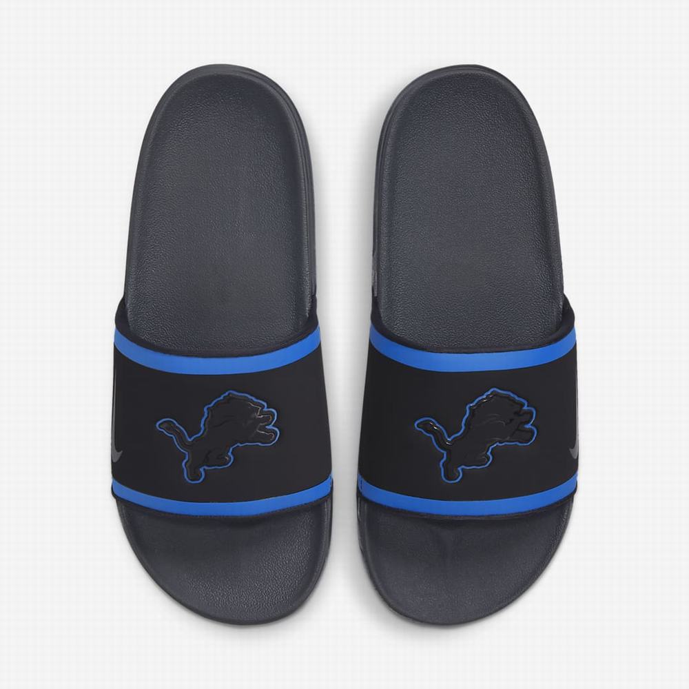 Slapky Nike Offcourt (NFL Detroit Lions) Panske Čierne Modre Siva Tmavo Siva | SK685490