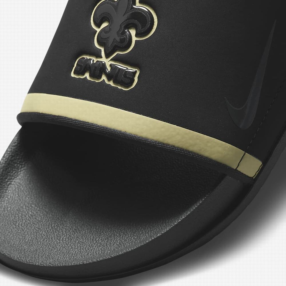 Slapky Nike Offcourt (NFL New Orleans Saints) Panske Čierne Zlate Čierne Tmavo Siva | SK164590