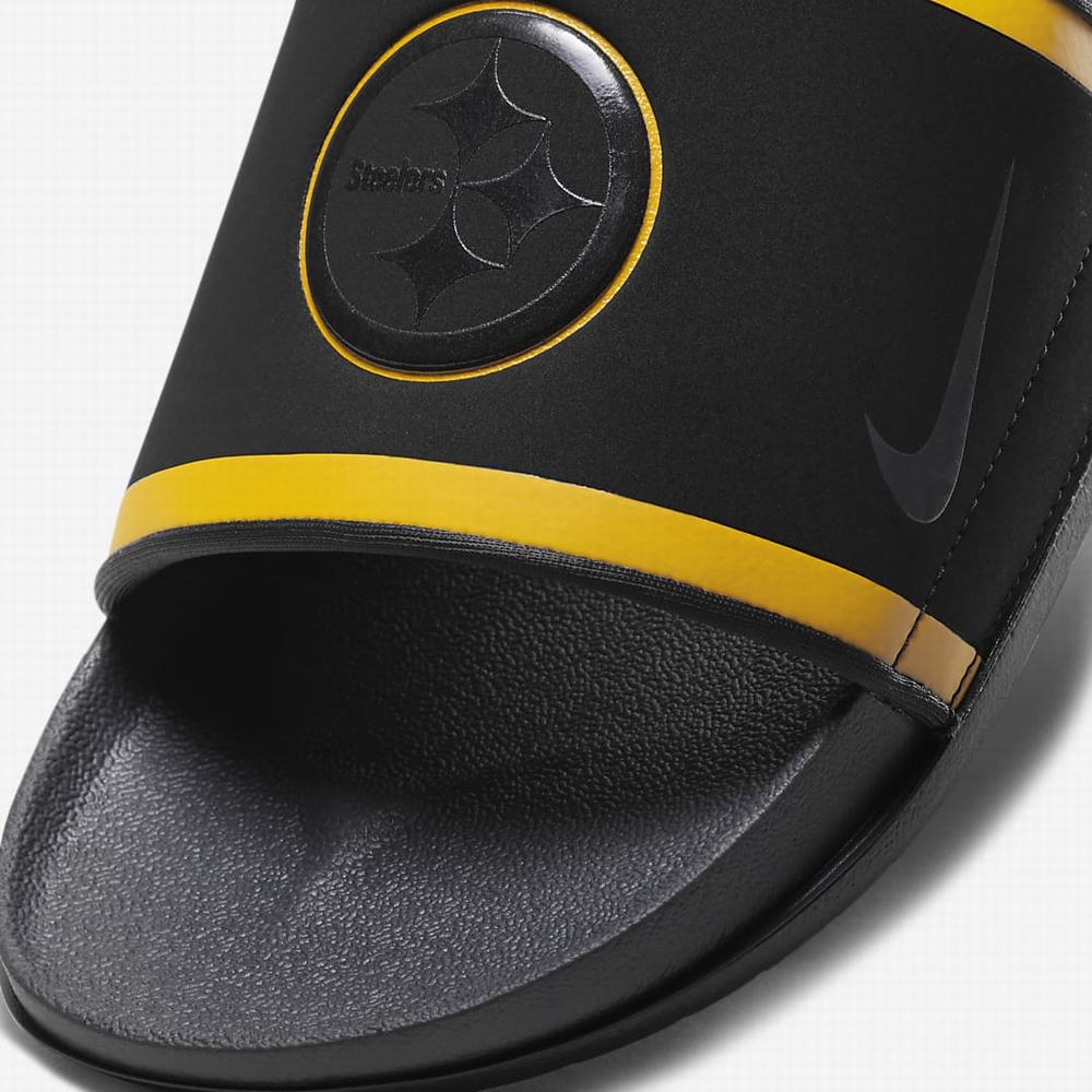 Slapky Nike Offcourt (NFL Pittsburgh Steelers) Panske Čierne Zlate Čierne Tmavo Siva | SK184072