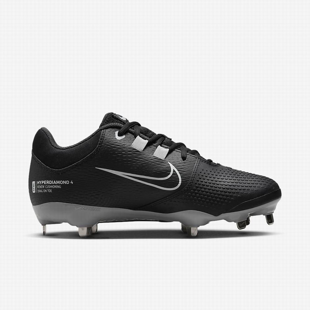 Softball Obuv Nike Hyperdiamond 4 Pro Damske Čierne Tmavo Siva Siva Biele | SK189736