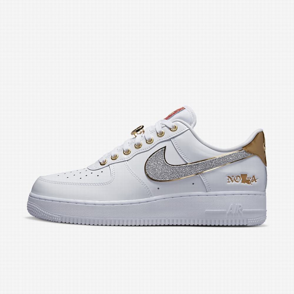 Tenisky Nike Air Force 1 Detske Biele Zlate | SK695712