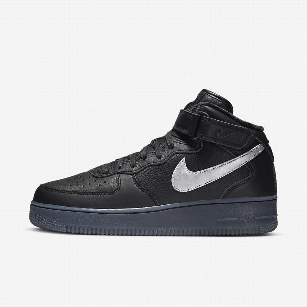 Tenisky Nike Air Force 1 Mid \'07 Premium Panske Čierne Metal Strieborne | SK053428