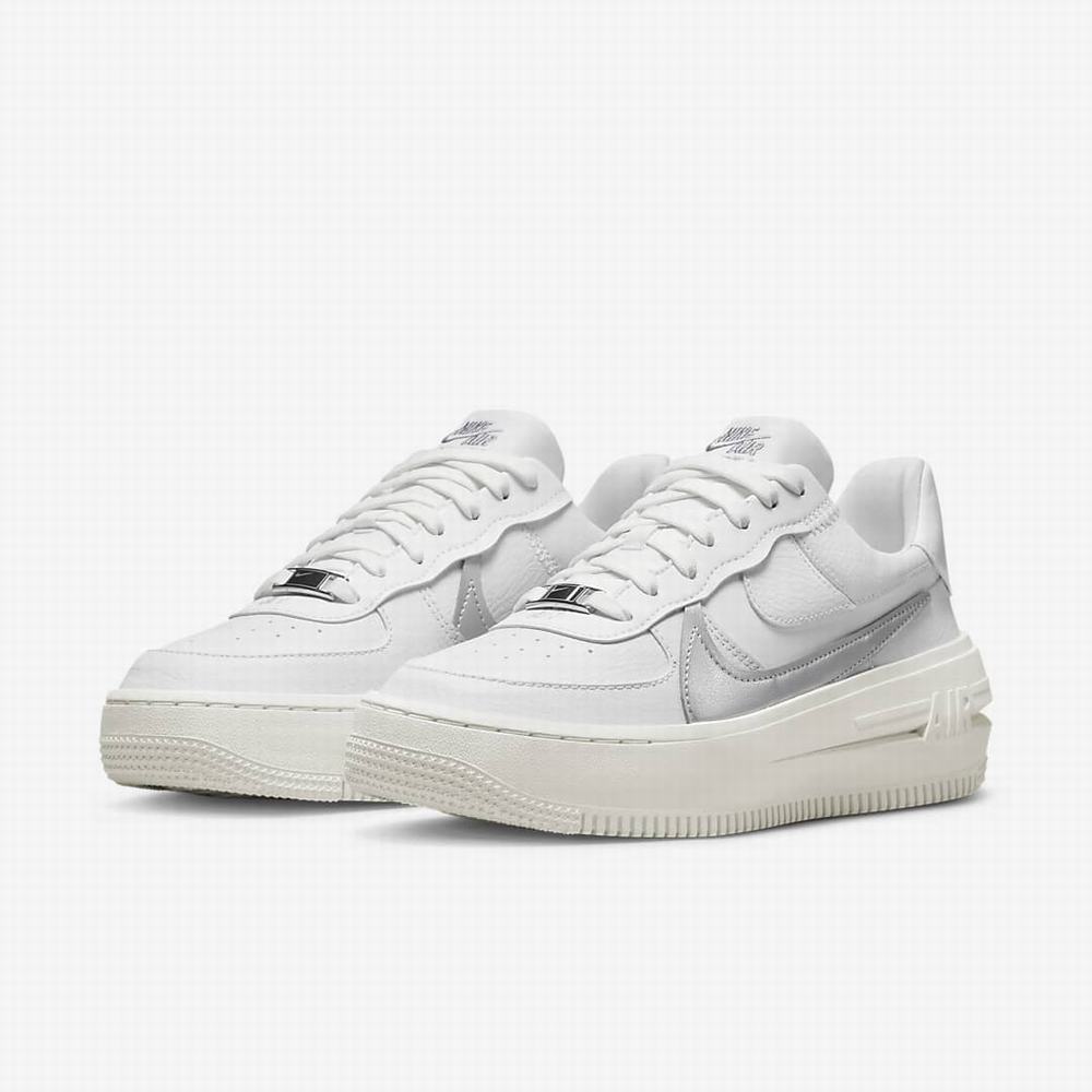 Tenisky Nike Air Force 1 PLT.AF.ORM Damske Biele Siva Metal Strieborne | SK541092