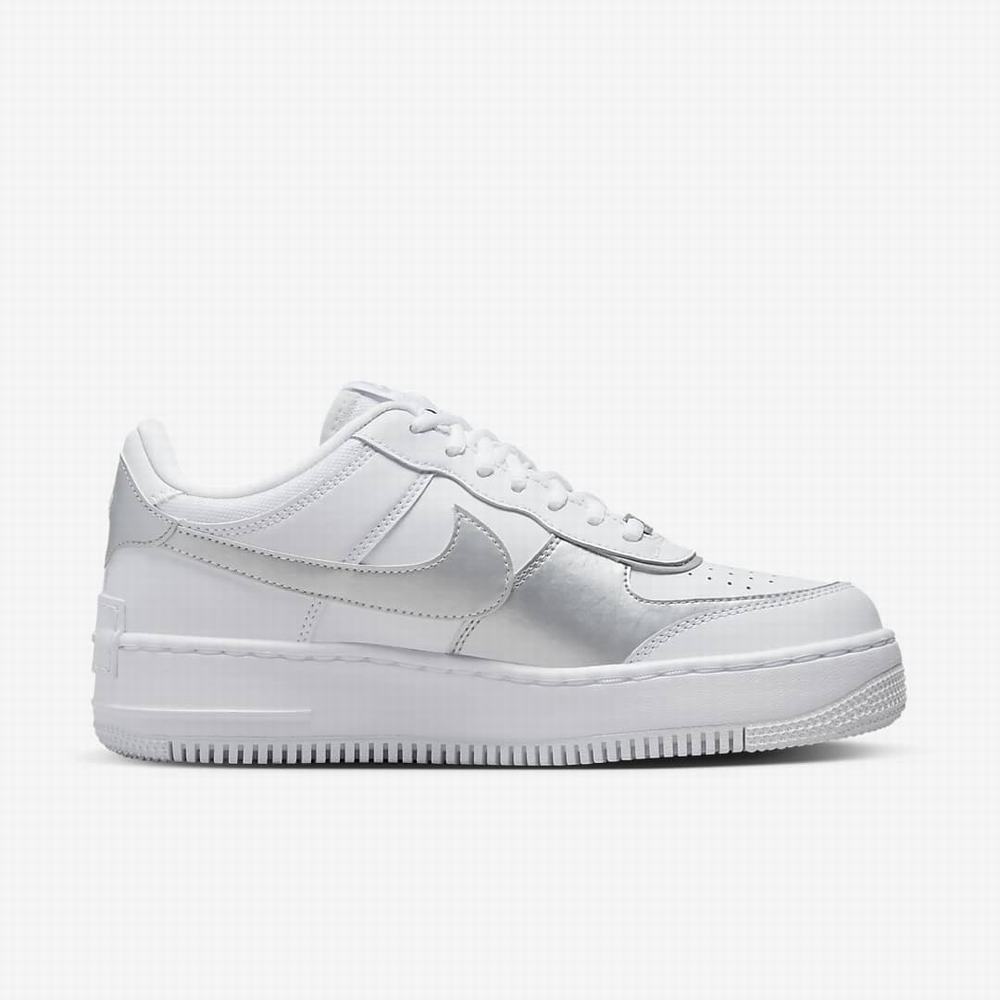 Tenisky Nike Air Force 1 Shadow Damske Biele Platina Čierne Modre Metal Strieborne | SK391820