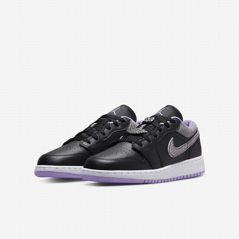 Tenisky Nike Air Jordan 1 Low SE Detske Čierne Metal Strieborne Biele | SK804351