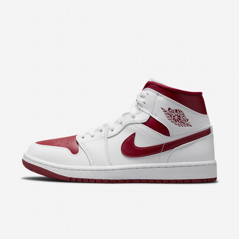 Tenisky Nike Air Jordan 1 Mid Damske Biele Bordove | SK574610