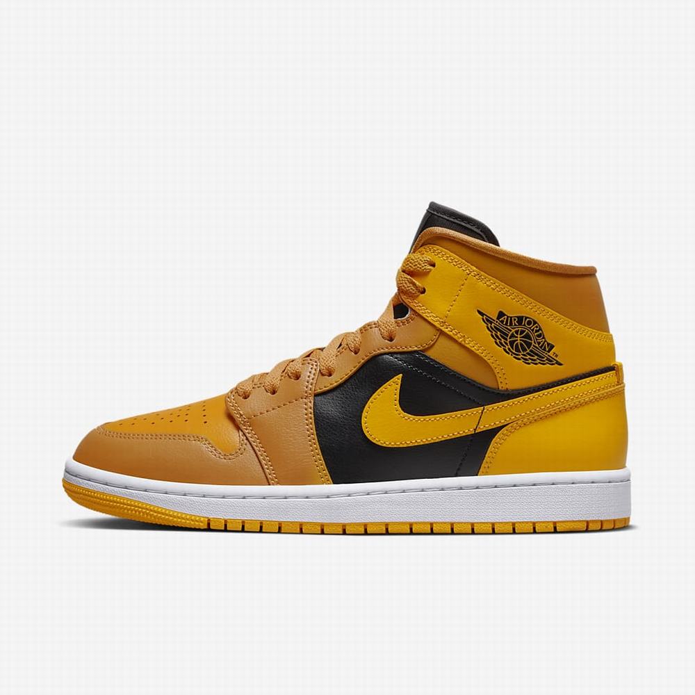 Tenisky Nike Air Jordan 1 Mid Damske Žlté Čierne Biele | SK759021