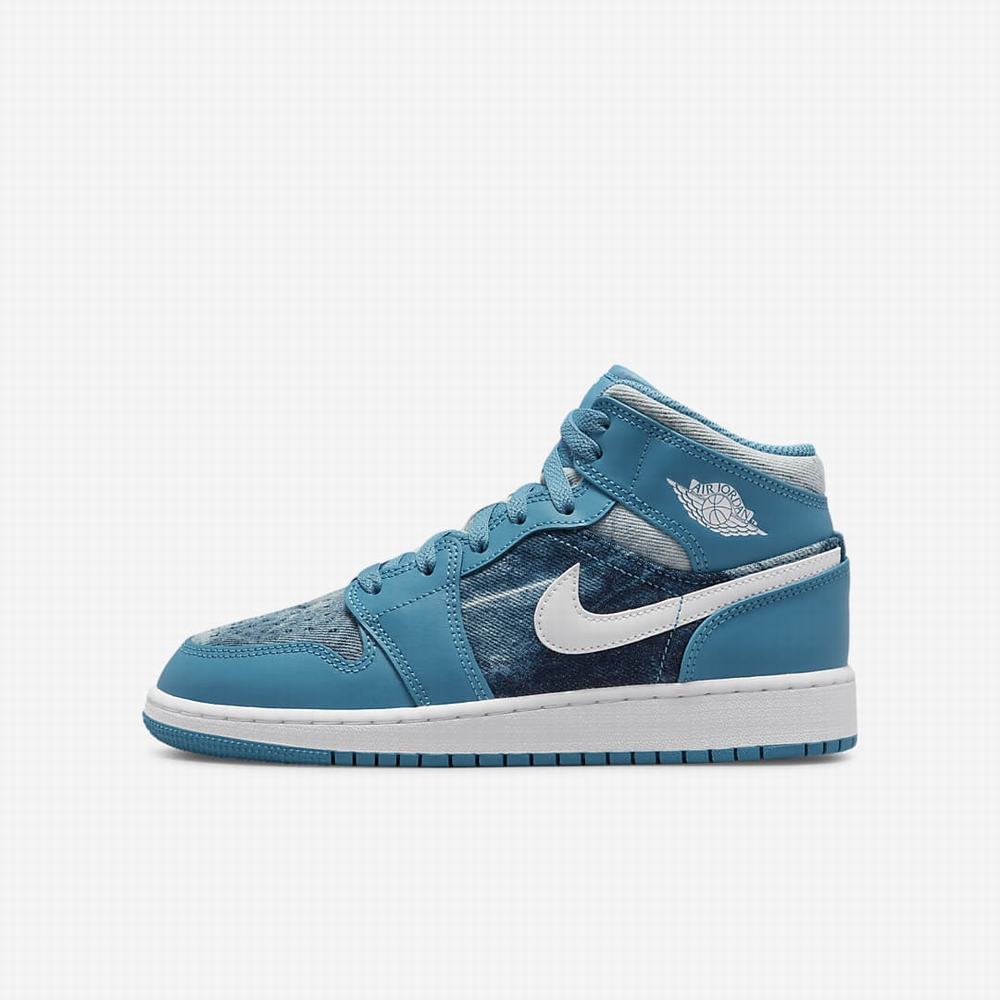 Tenisky Nike Air Jordan 1 Mid Detske Modre Biele | SK953602