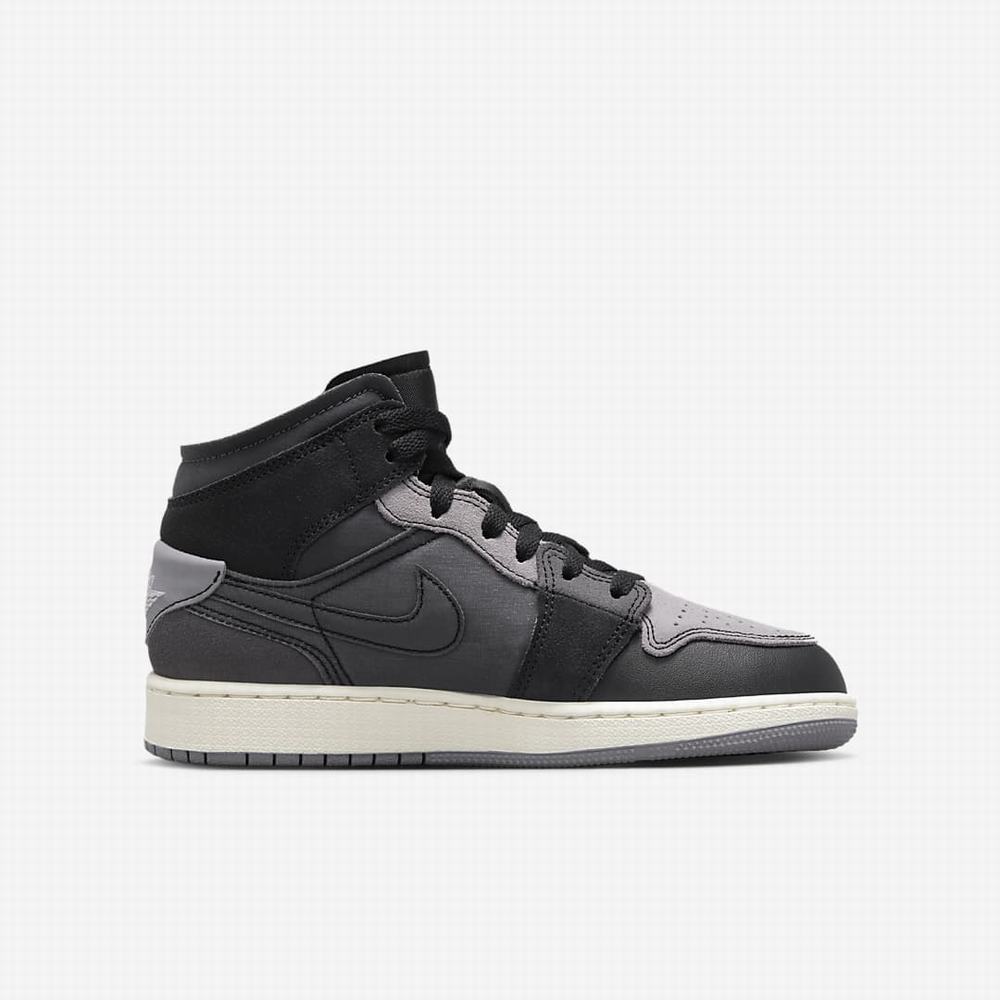 Tenisky Nike Air Jordan 1 Mid SE Craft Detske Čierne Tmavo Siva Siva | SK361827