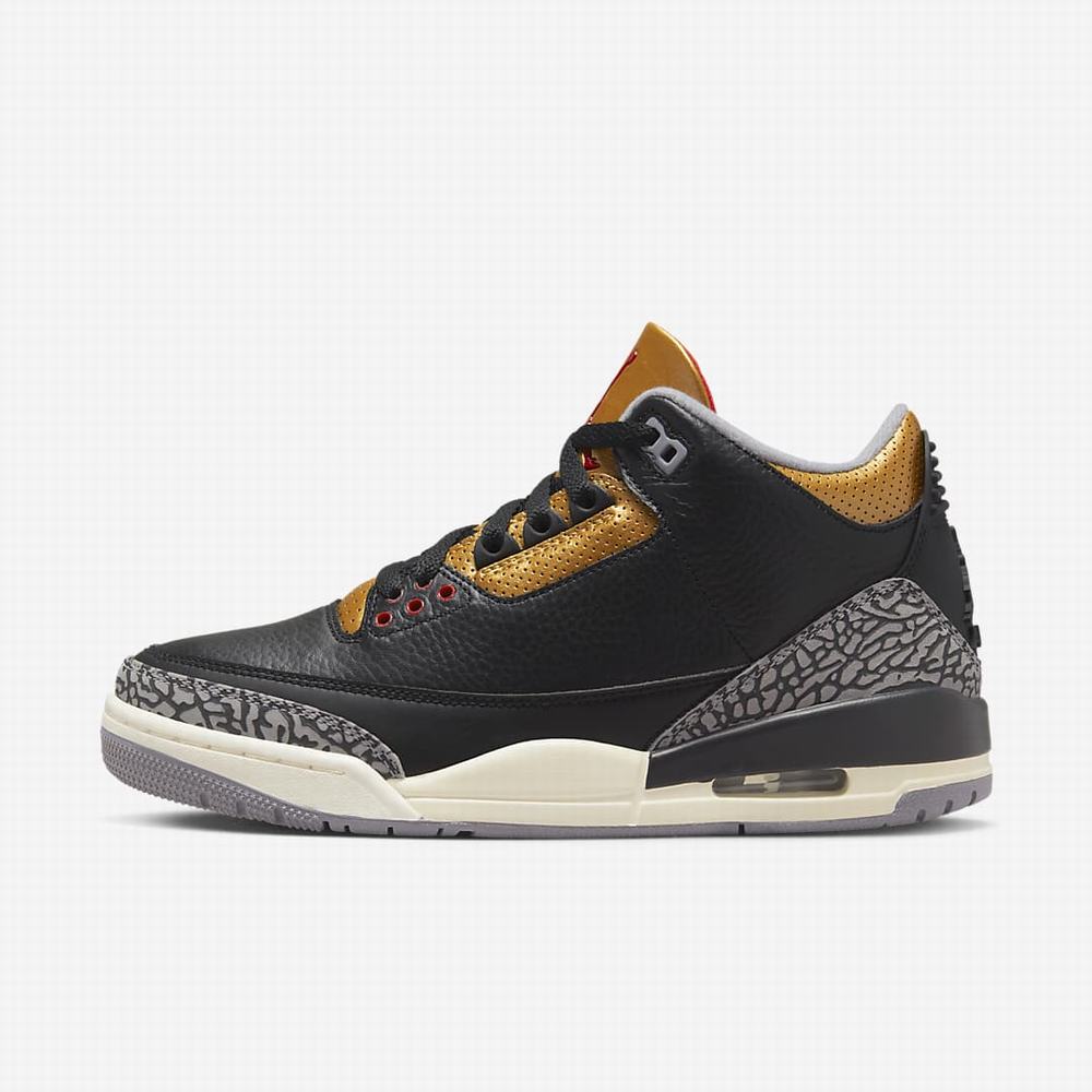 Tenisky Nike Air Jordan 3 Retro Damske Čierne Metal Zlate Siva Červené | SK521469