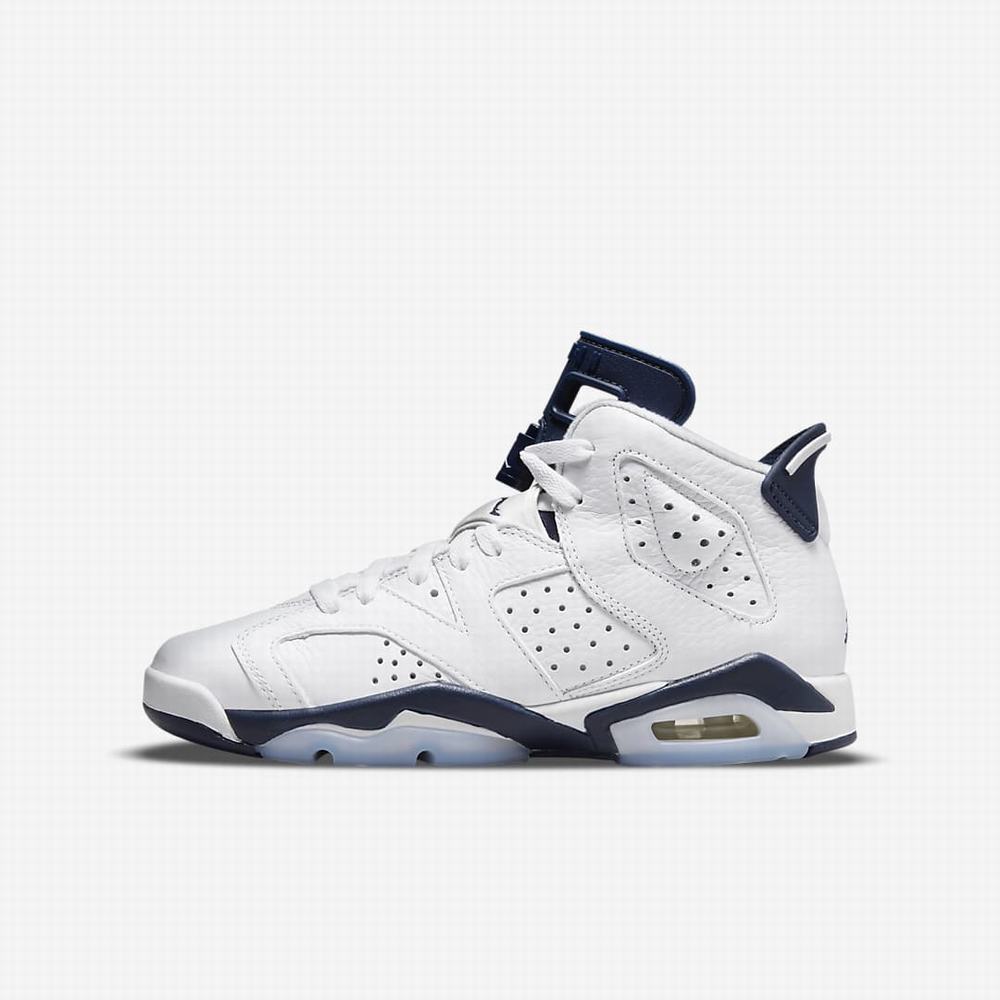 Tenisky Nike Air Jordan 6 Retro Detske Biele Námornícka Modrá | SK538624