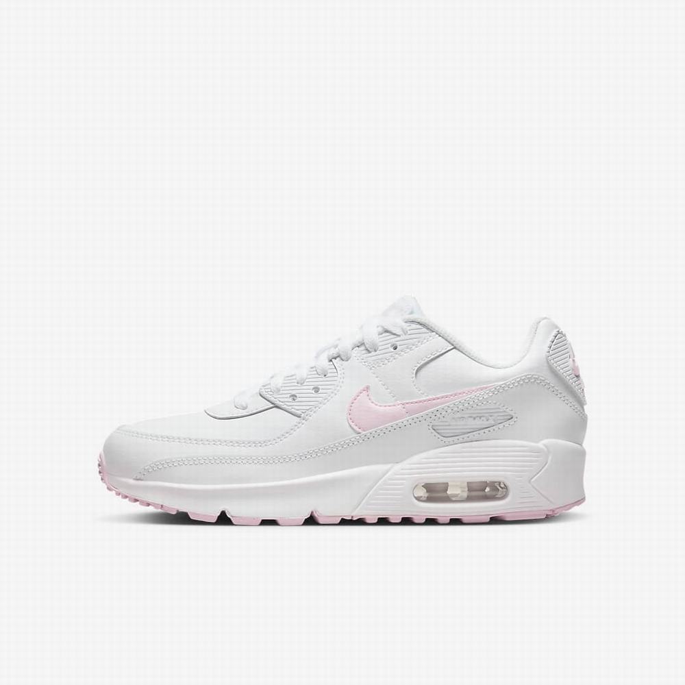 Tenisky Nike Air Max 90 LTR Detske Biele Ruzove | SK192407