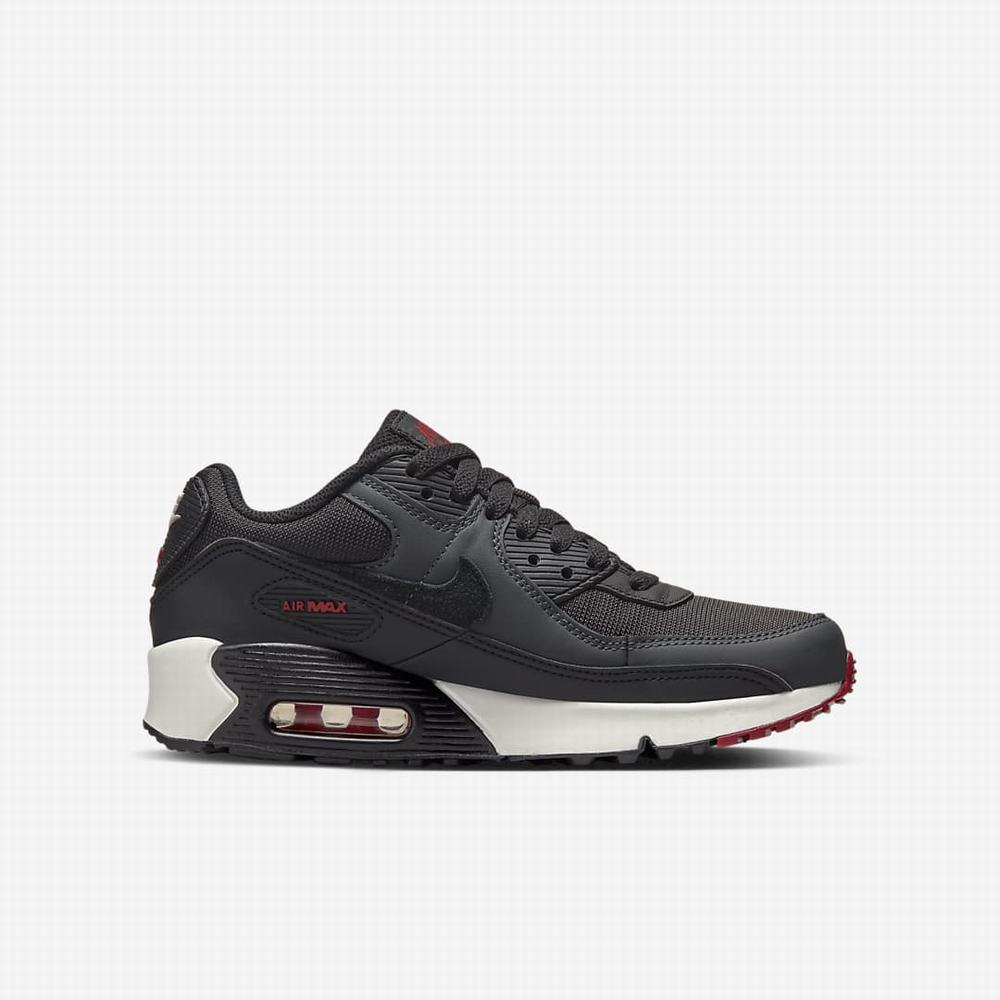 Tenisky Nike Air Max 90 LTR Detske Tmavo Siva Červené Biele Čierne | SK985236