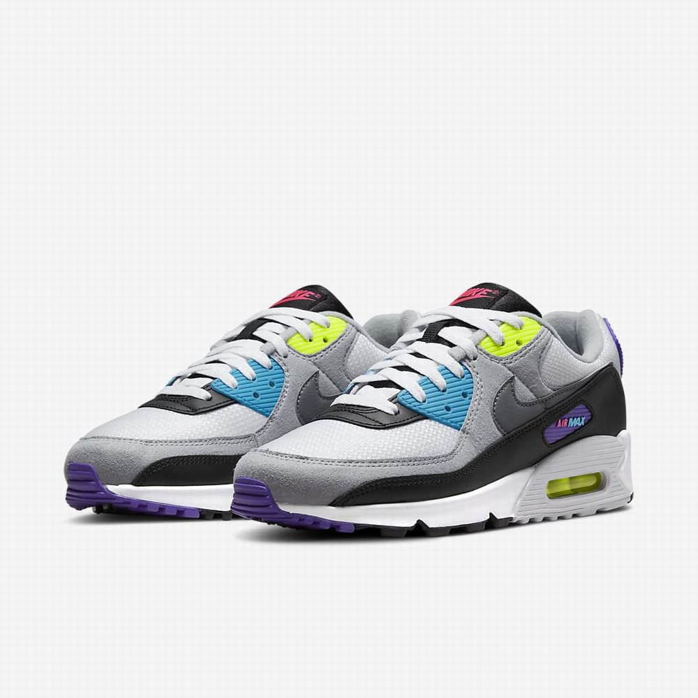 Tenisky Nike Air Max 90 Panske Biele Čierne Siva Tmavo Siva | SK853407