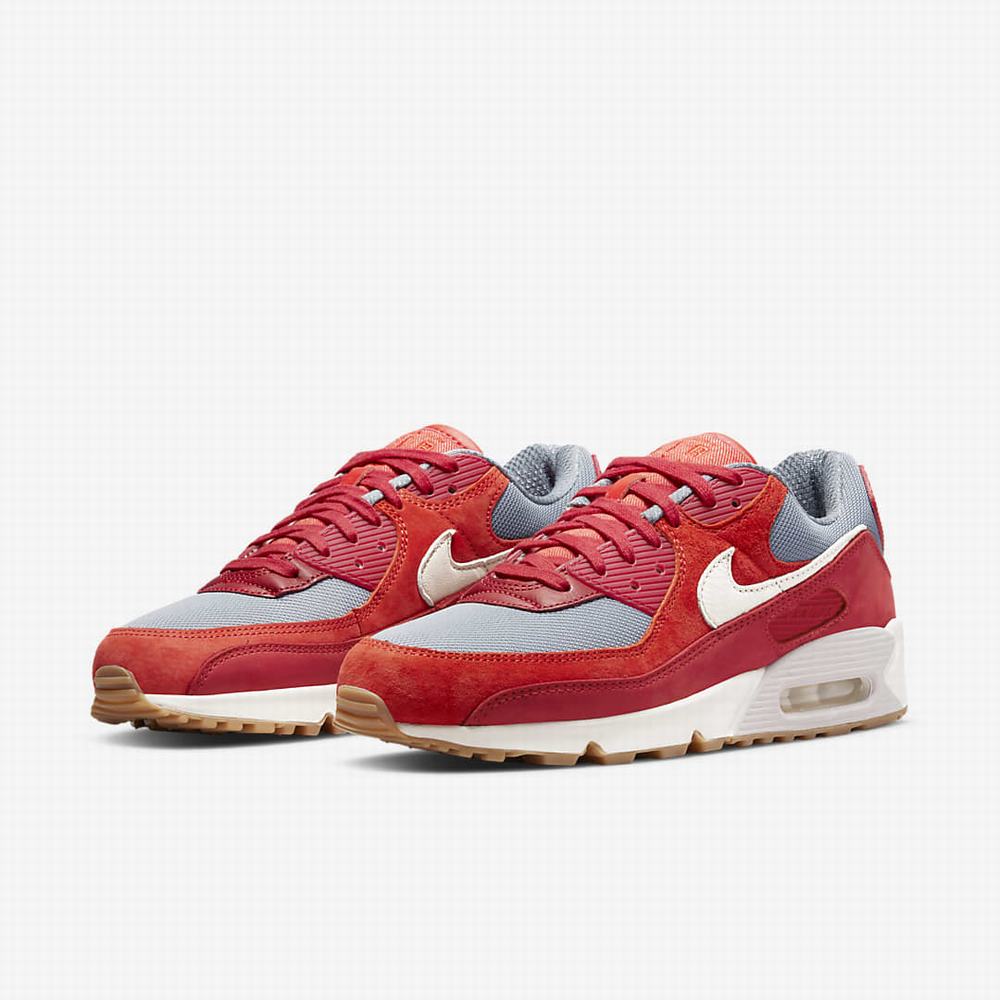 Tenisky Nike Air Max 90 Premium Panske Červené Siva Biele | SK407961