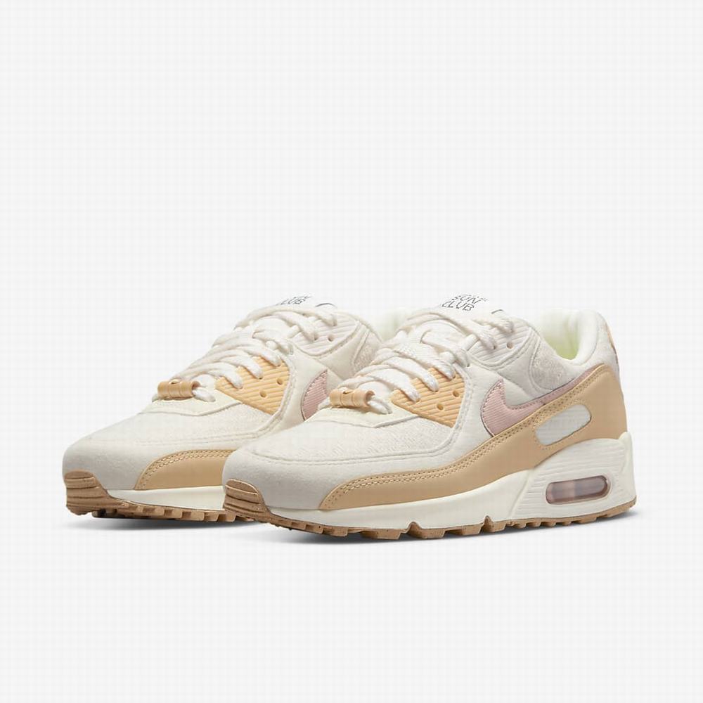 Tenisky Nike Air Max 90 SE Damske Béžové Biele Čierne Oranžové | SK093748