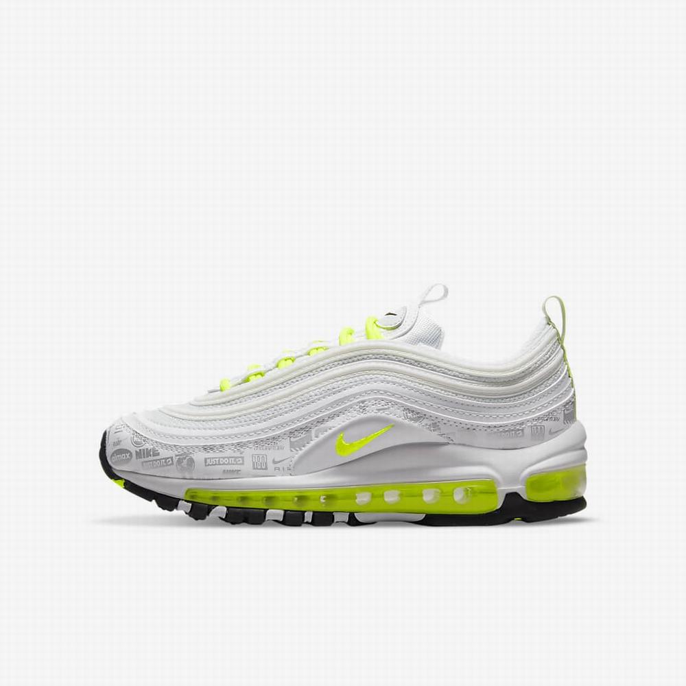 Tenisky Nike Air Max 97 Detske Biele Čierne Platina | SK970432