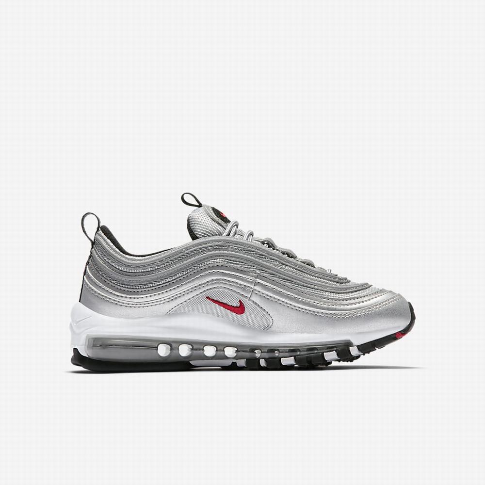 Tenisky Nike Air Max 97 Detske Metal Strieborne Biele Červené | SK469027