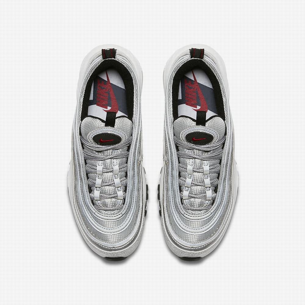 Tenisky Nike Air Max 97 Detske Metal Strieborne Biele Červené | SK469027