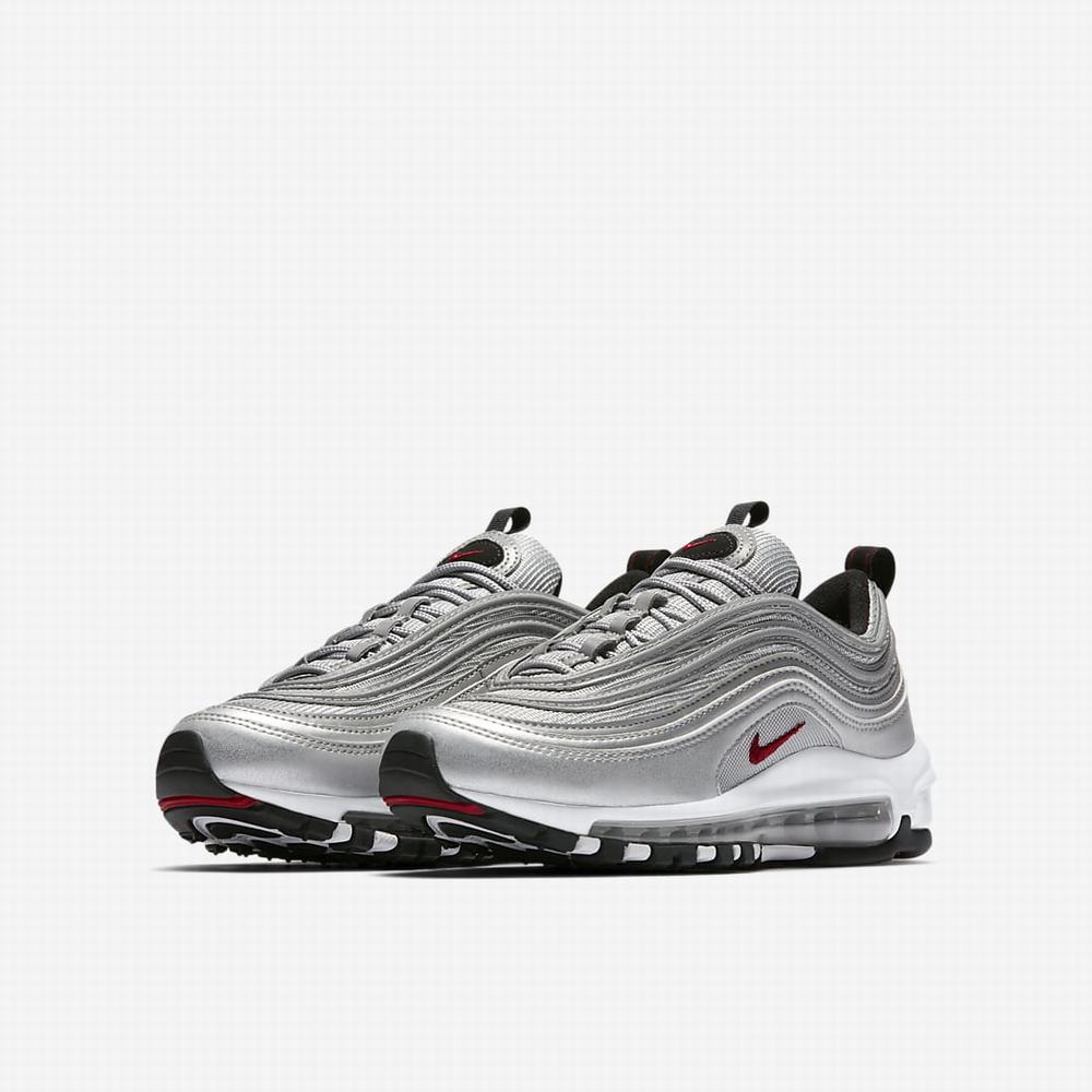 Tenisky Nike Air Max 97 Detske Metal Strieborne Biele Červené | SK469027