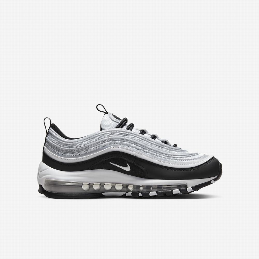 Tenisky Nike Air Max 97 Detske Čierne Strieborne Metal Strieborne Biele | SK720318