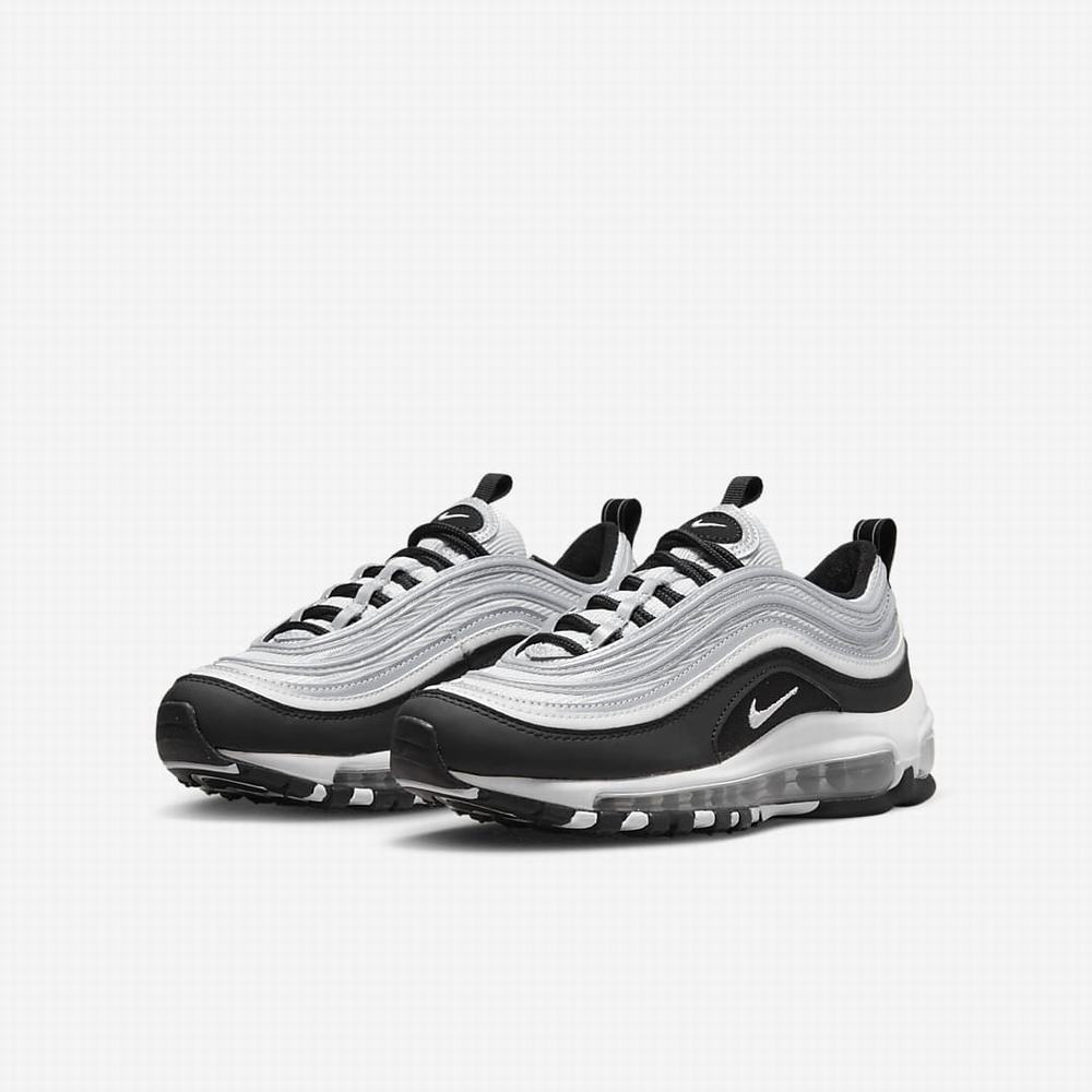 Tenisky Nike Air Max 97 Detske Čierne Strieborne Metal Strieborne Biele | SK720318