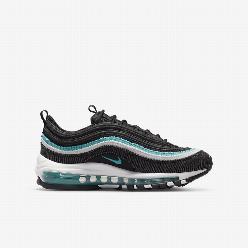 Tenisky Nike Air Max 97 SE Detske Čierne Biele Tyrkysové | SK596283