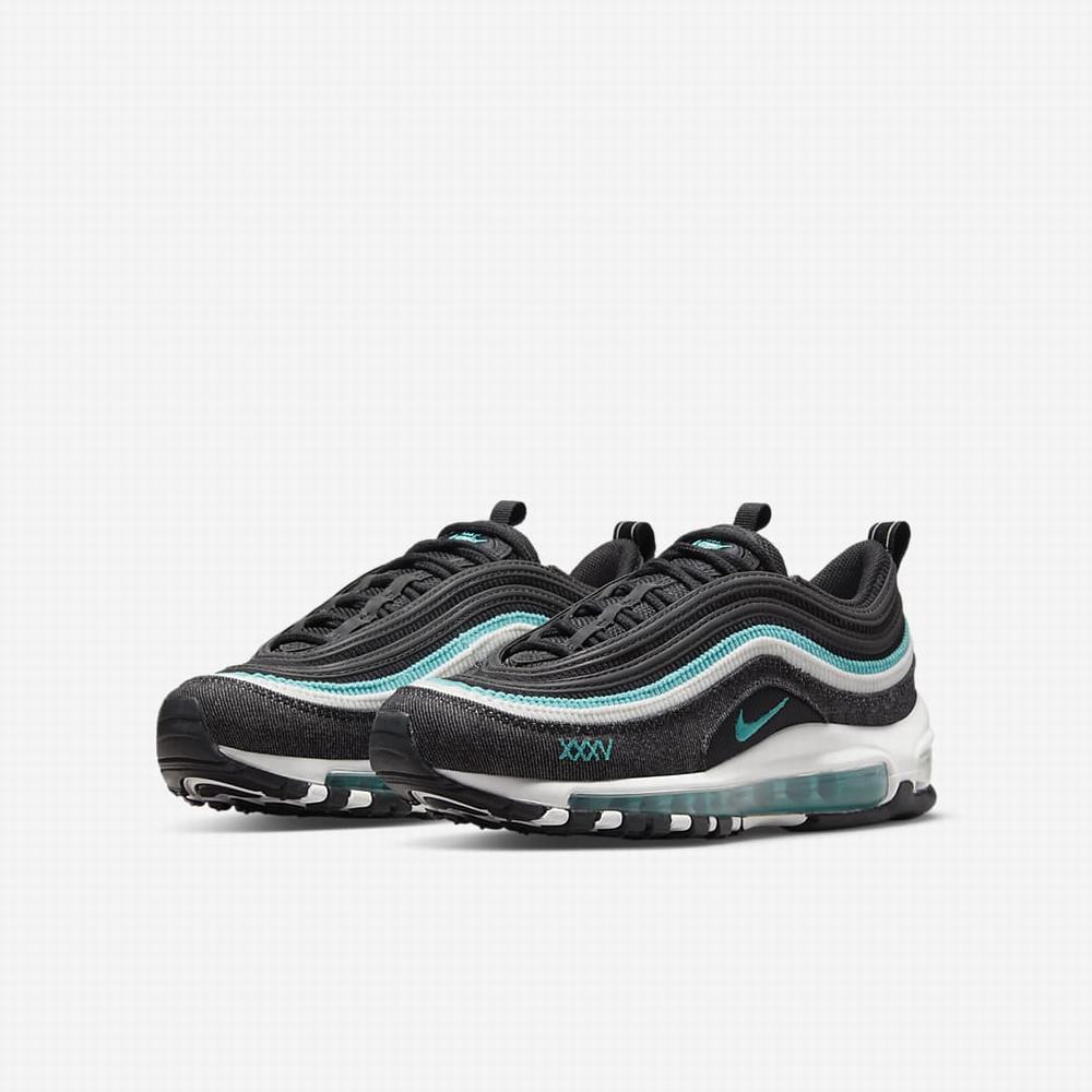 Tenisky Nike Air Max 97 SE Detske Čierne Biele Tyrkysové | SK596283