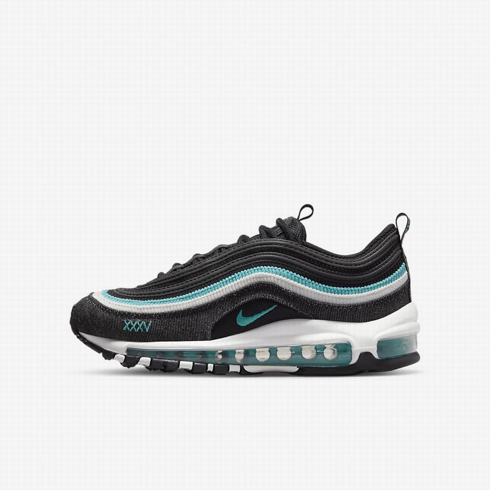 Tenisky Nike Air Max 97 SE Detske Čierne Biele Tyrkysové | SK596283