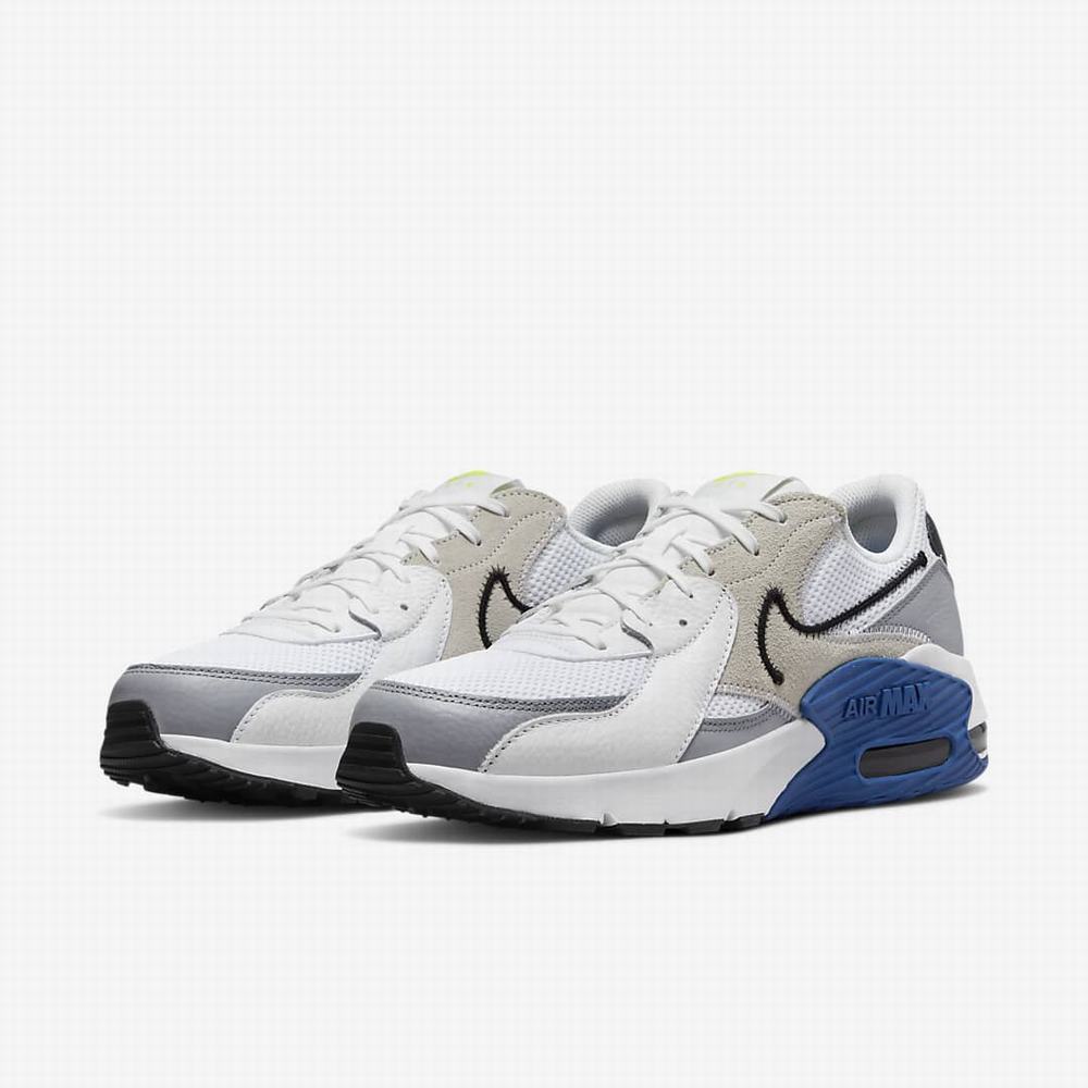 Tenisky Nike Air Max Excee Panske Biele Kráľovská Modrá Citrón Čierne | SK481260