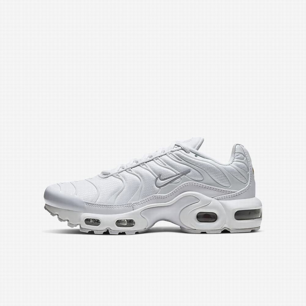 Tenisky Nike Air Max Plus Detske Biele Metal Strieborne Biele | SK402783