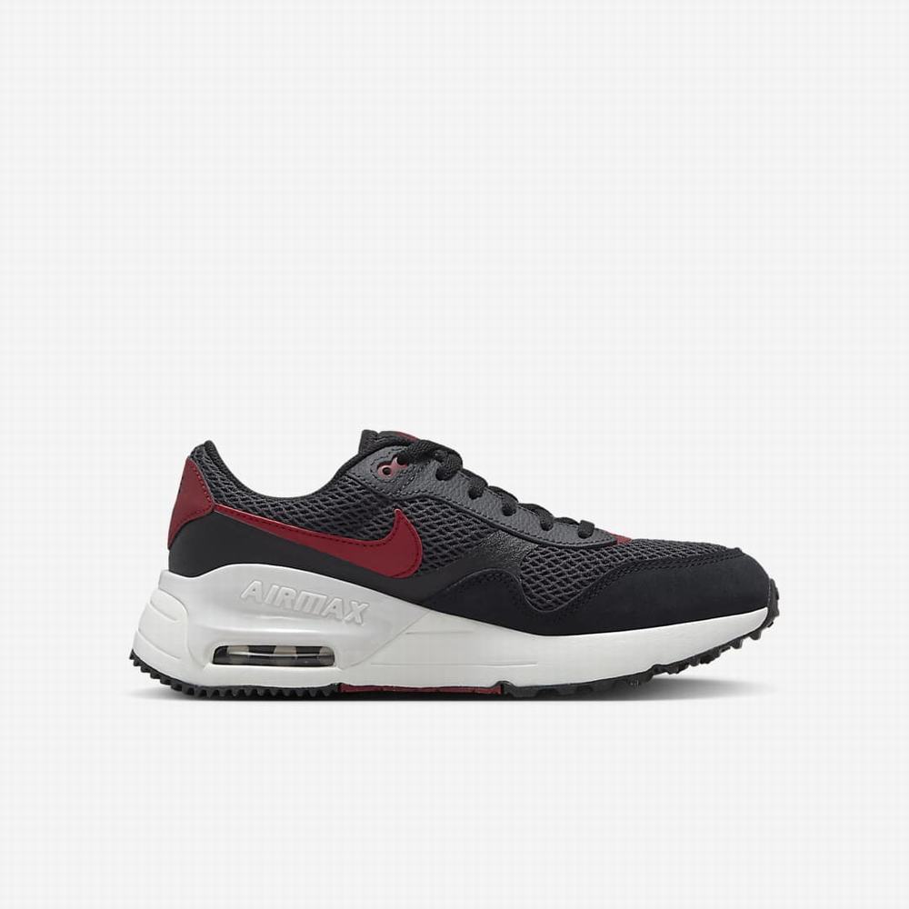 Tenisky Nike Air Max SYSTM Detske Čierne Tmavo Siva Biele Červené | SK346570