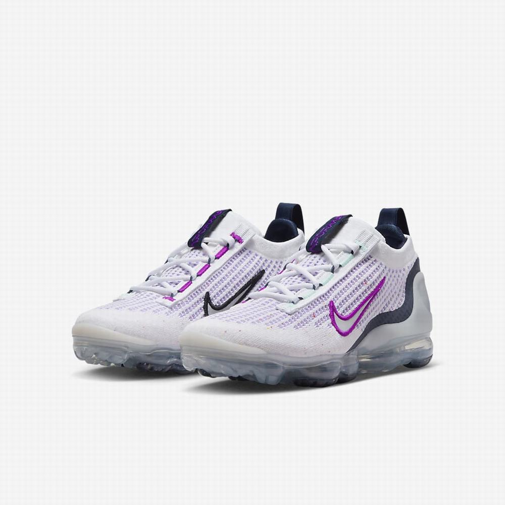 Tenisky Nike Air VaporMax 2021 FK Detske Biele Námornícka Modrá Nachový Metal Strieborne | SK261543