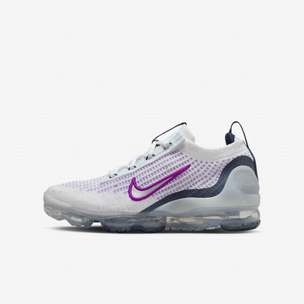 Tenisky Nike Air VaporMax 2021 FK Detske Biele Námornícka Modrá Nachový Metal Strieborne | SK261543