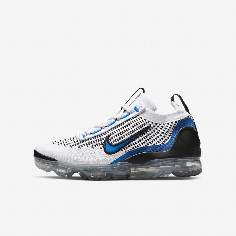 Tenisky Nike Air VaporMax 2021 FK Detske Biele Čierne Metal Strieborne Modre | SK340672