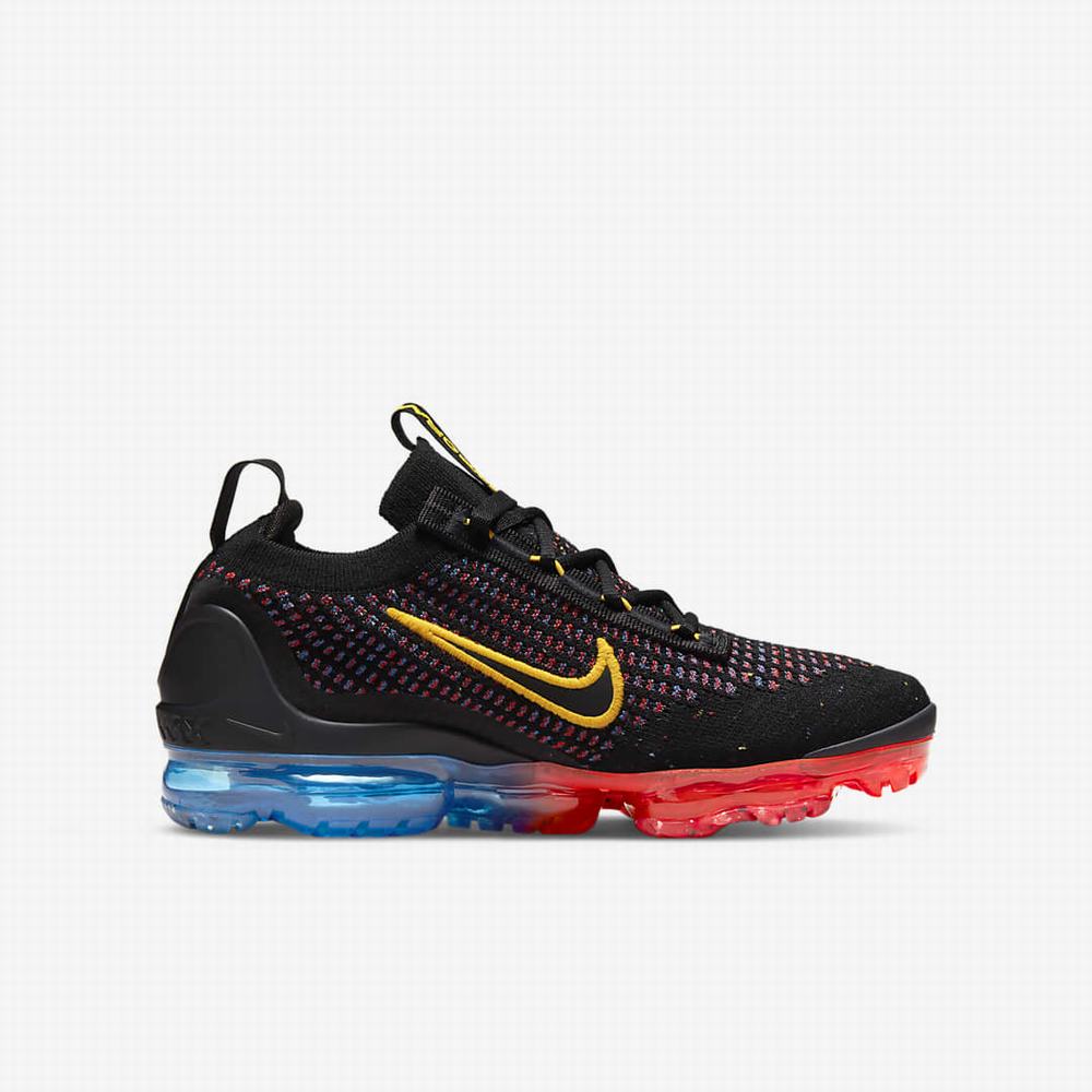 Tenisky Nike Air VaporMax 2021 FK Detske Čierne Modre Svetlo Červené Zlate | SK358467