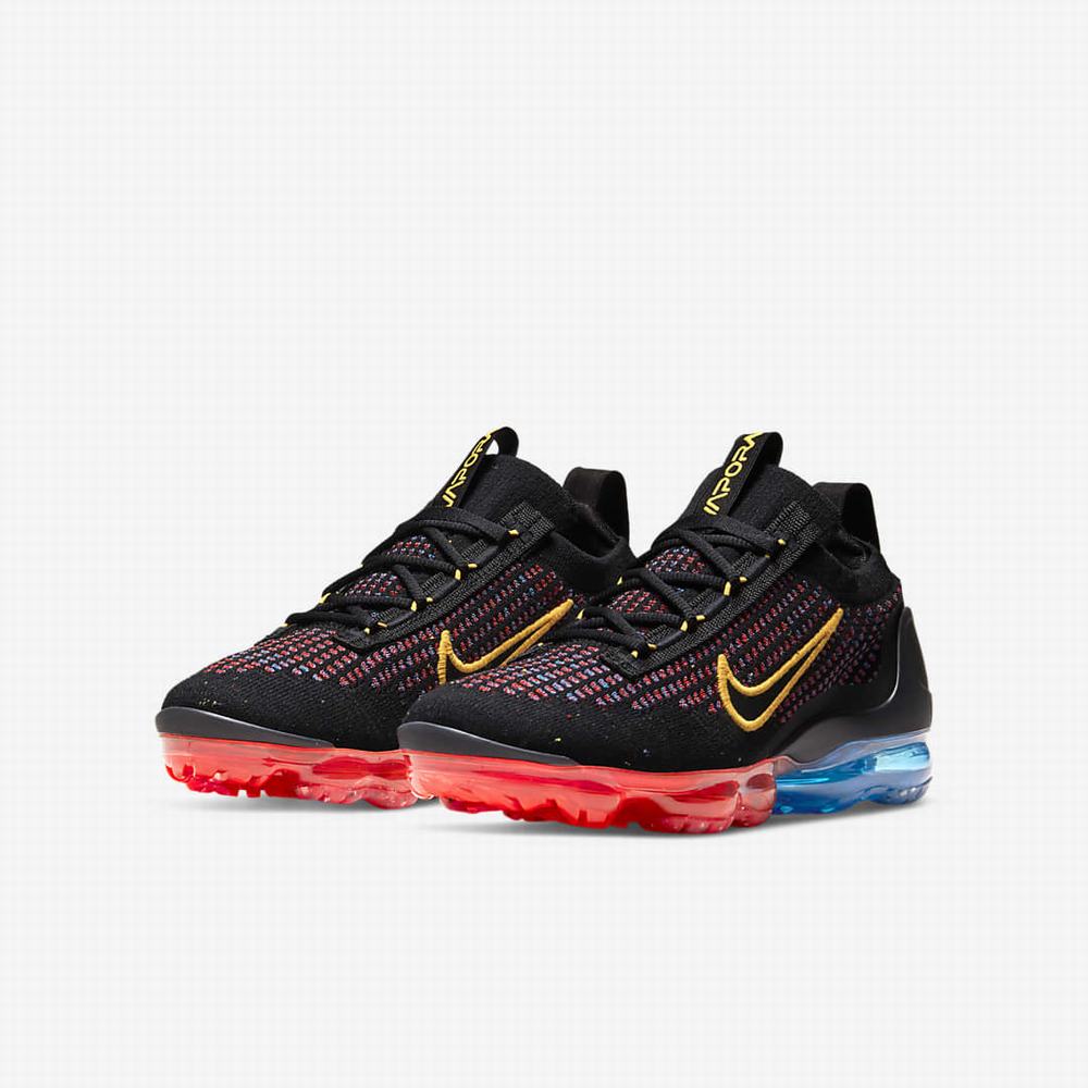 Tenisky Nike Air VaporMax 2021 FK Detske Čierne Modre Svetlo Červené Zlate | SK358467