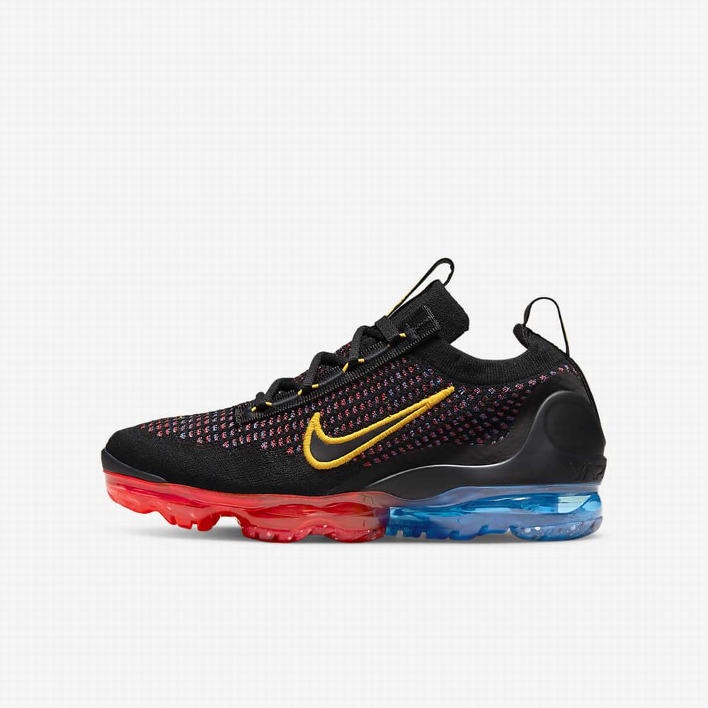 Tenisky Nike Air VaporMax 2021 FK Detske Čierne Modre Svetlo Červené Zlate | SK358467