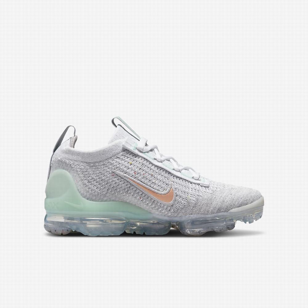 Tenisky Nike Air VaporMax 2021 FK Detske Platina Mätové Biele Metal Červené | SK421875