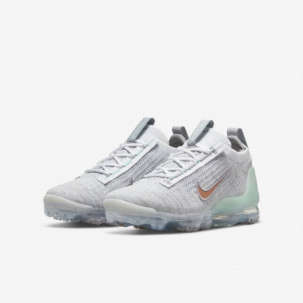 Tenisky Nike Air VaporMax 2021 FK Detske Platina Mätové Biele Metal Červené | SK421875