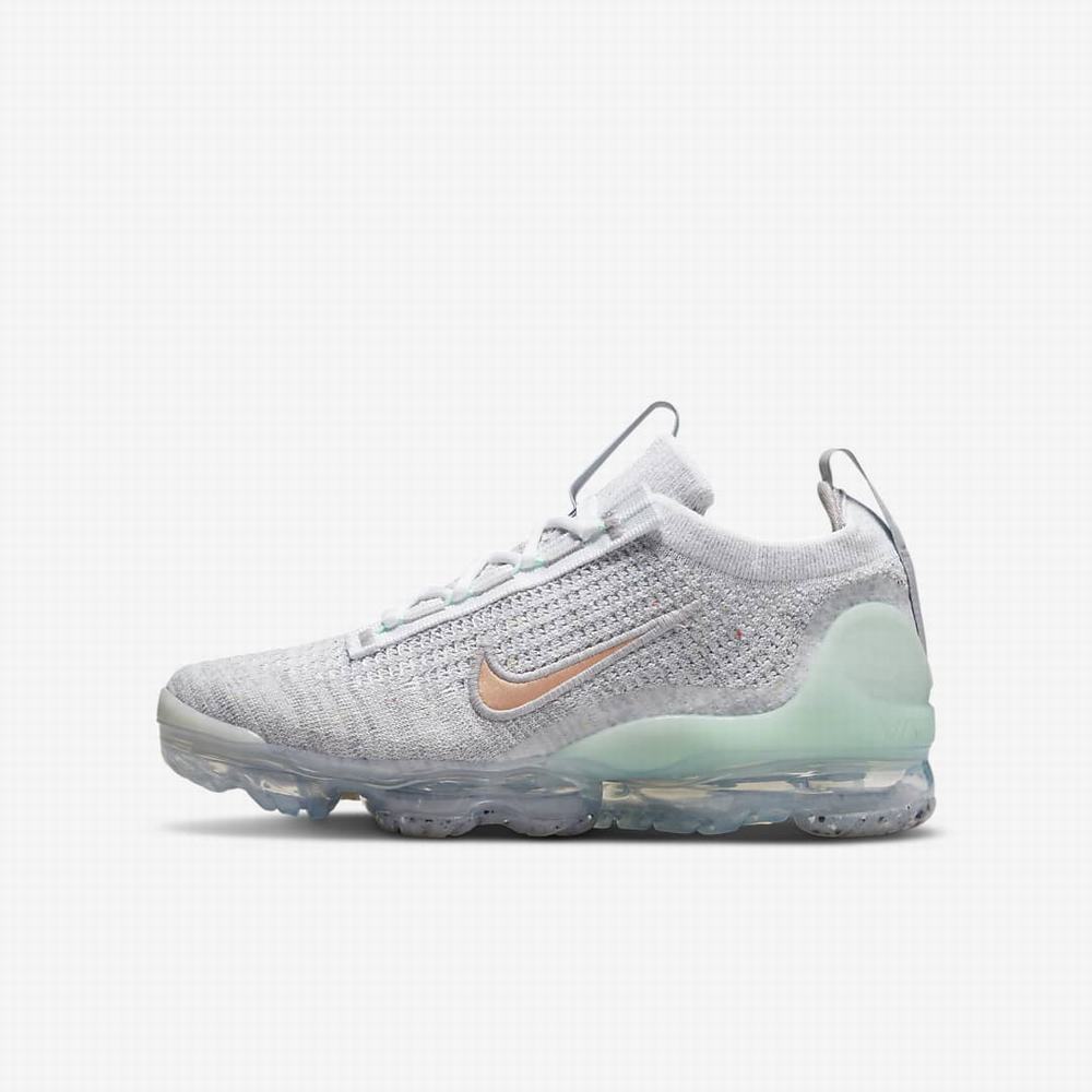 Tenisky Nike Air VaporMax 2021 FK Detske Platina Mätové Biele Metal Červené | SK421875