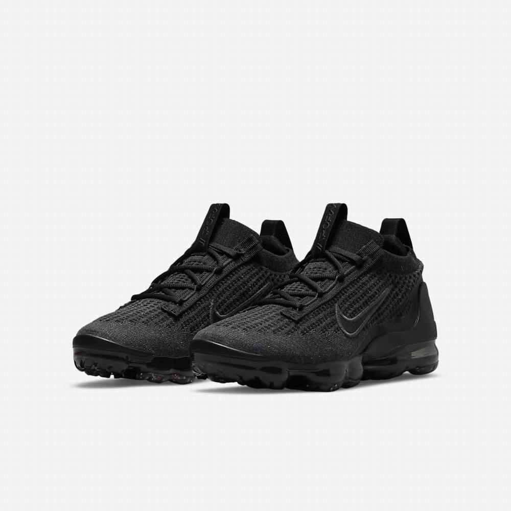 Tenisky Nike Air VaporMax 2021 FK Detske Čierne Tmavo Siva Čierne | SK582913