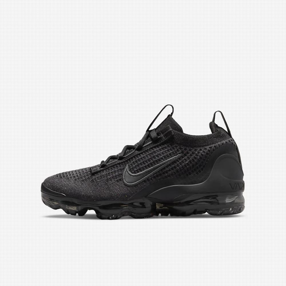 Tenisky Nike Air VaporMax 2021 FK Detske Čierne Tmavo Siva Čierne | SK582913