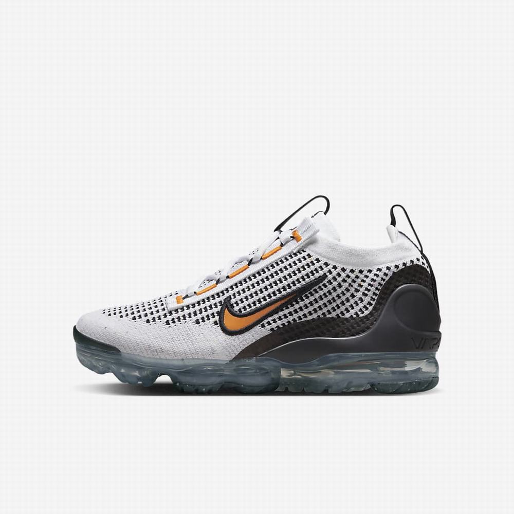 Tenisky Nike Air VaporMax 2021 FK Detske Biele Čierne Tmavo Siva | SK975186