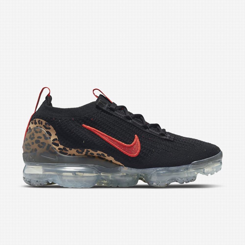 Tenisky Nike Air VaporMax 2021 Flyknit Damske Čierne Svetlo Hnede Červené | SK285019