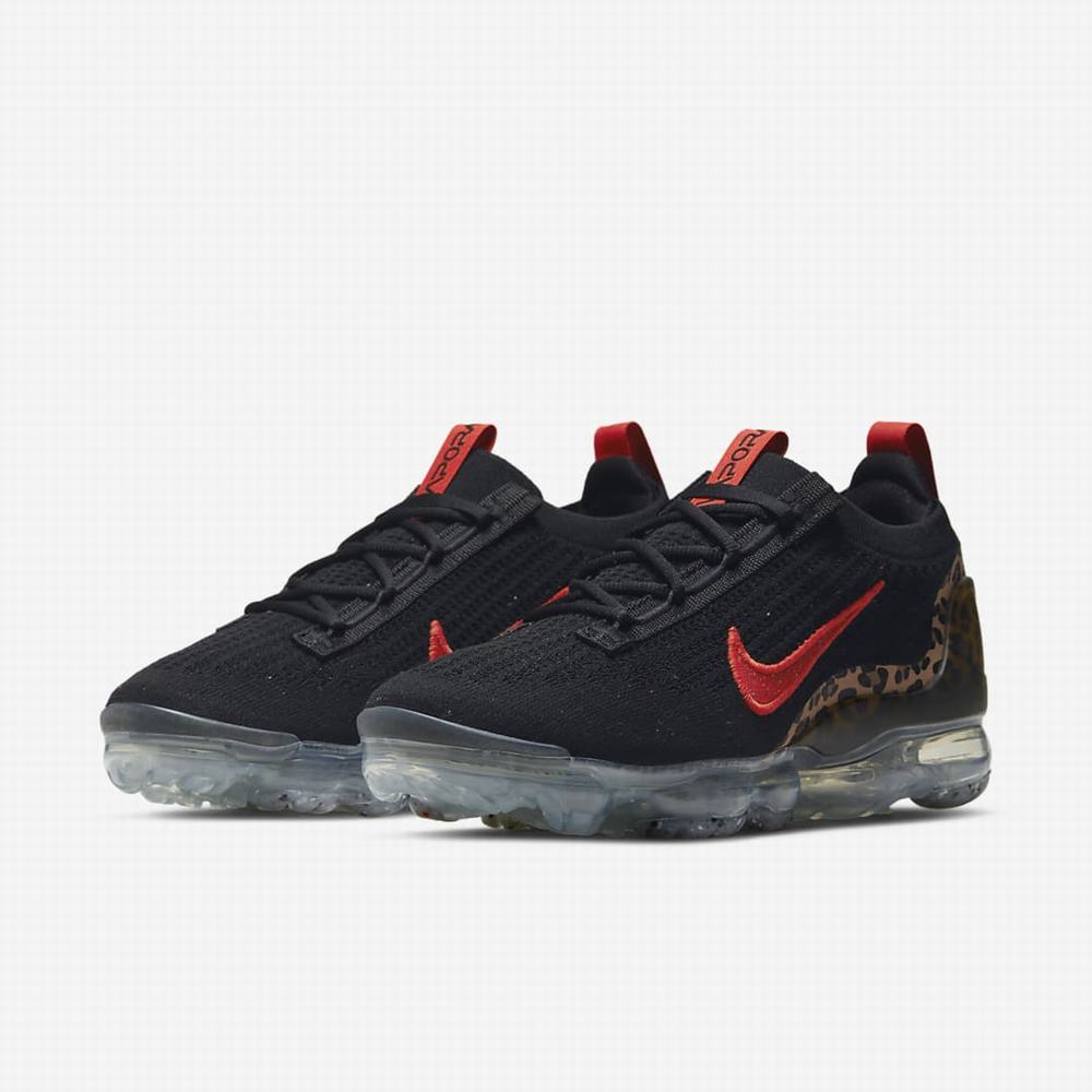 Tenisky Nike Air VaporMax 2021 Flyknit Damske Čierne Svetlo Hnede Červené | SK285019