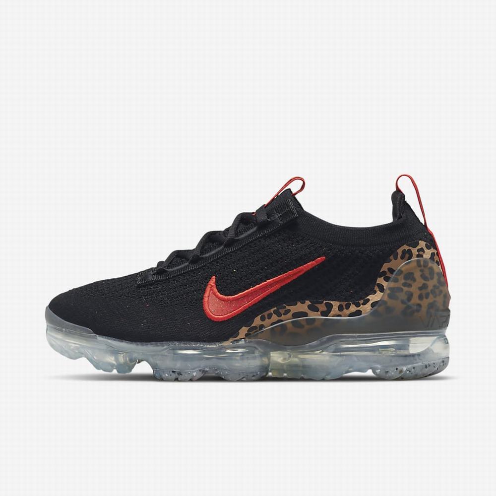 Tenisky Nike Air VaporMax 2021 Flyknit Damske Čierne Svetlo Hnede Červené | SK285019