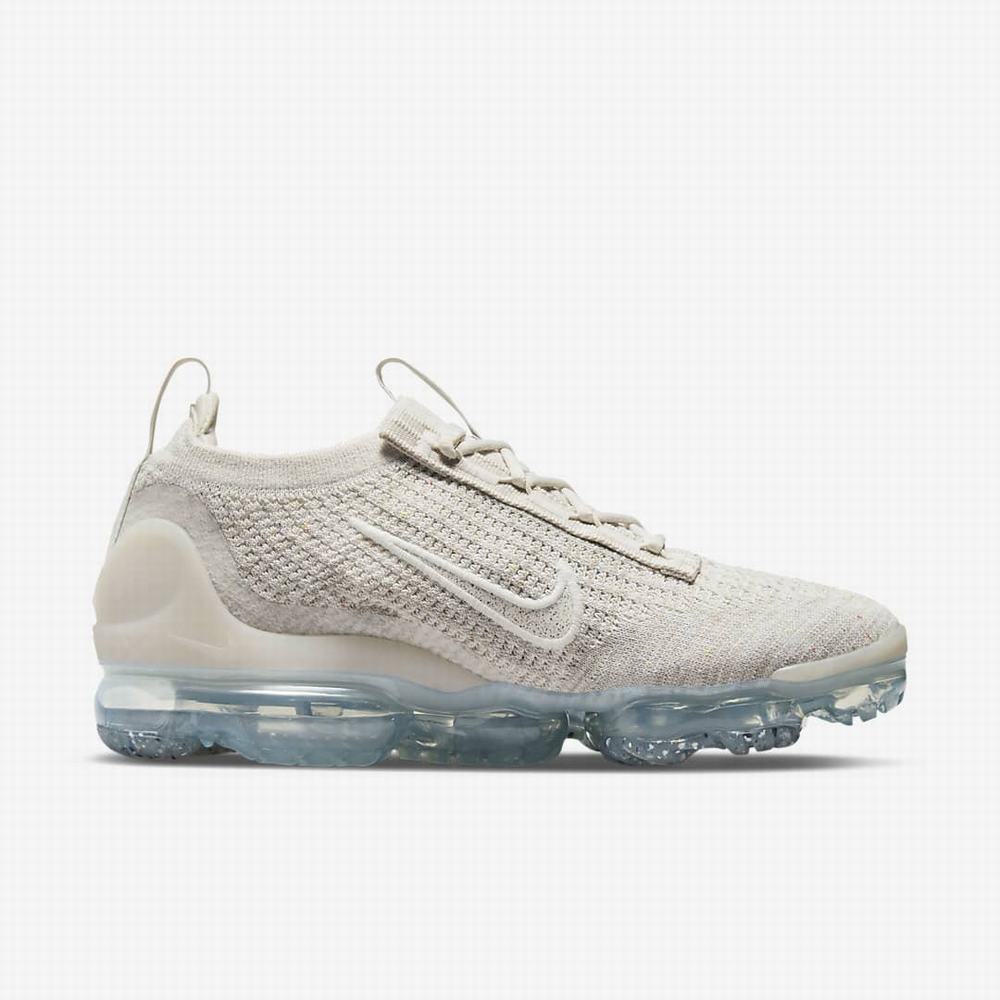 Tenisky Nike Air VaporMax 2021 Flyknit Damske Béžové Biele Metal Strieborne | SK860234